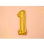 Balon foliowy na hel Cyfra "1", 35 cm, złoty - 4